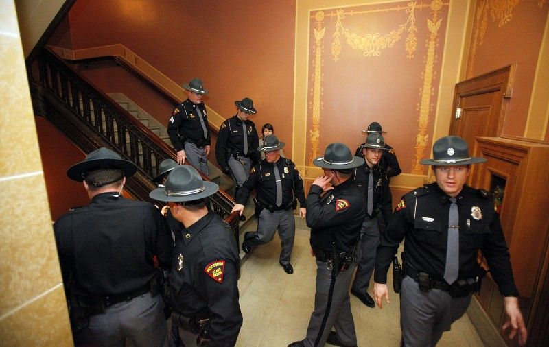 Troopers in stairwell